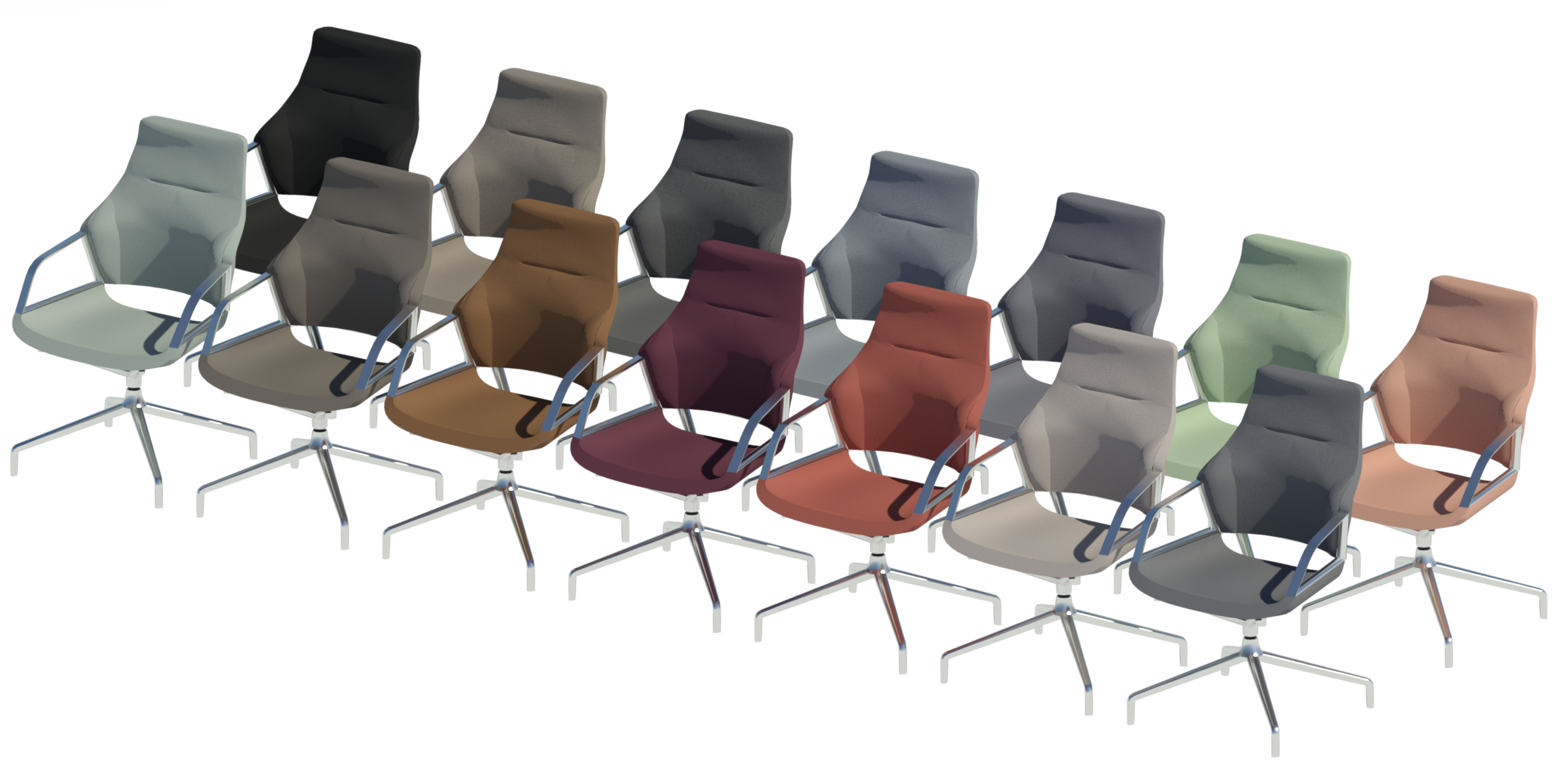 14 Graph medium backrest conference chairs with Credo material group.